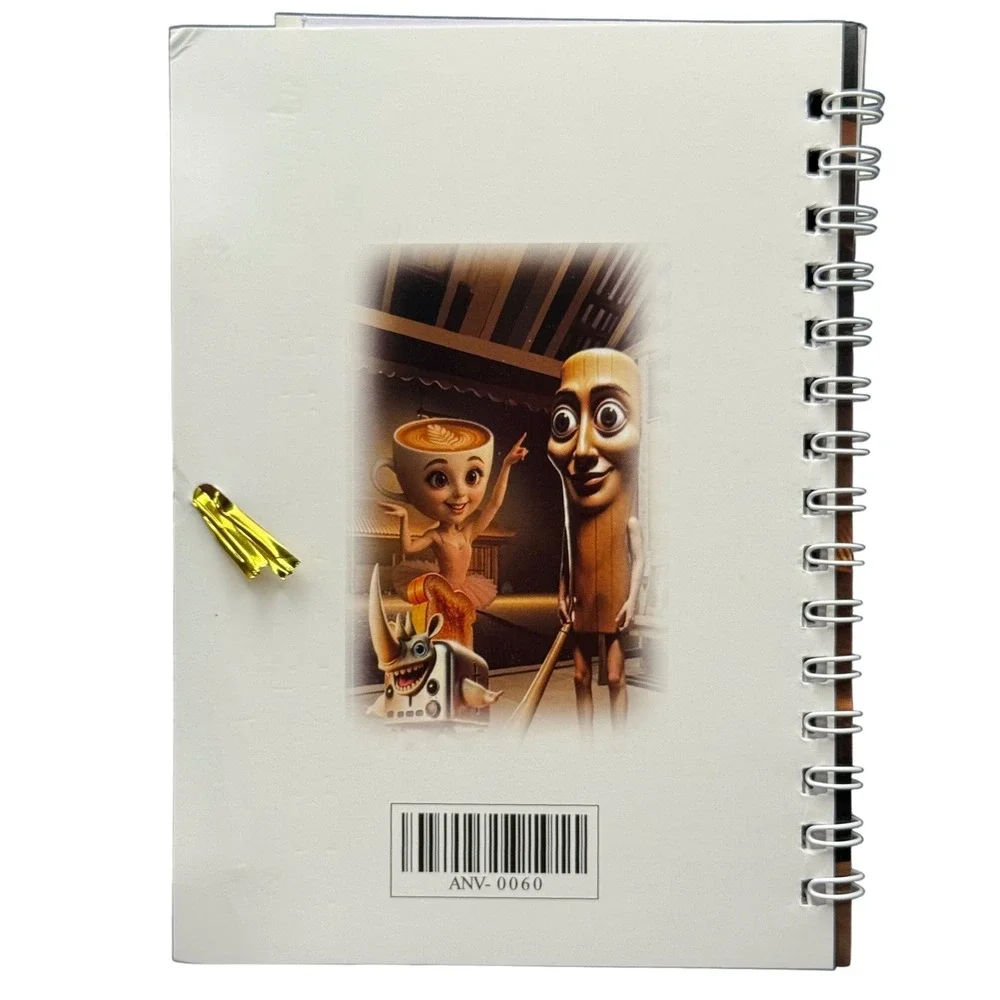 Cute Brainrot Meme Coffee‎ Cup Toaster Rhino Notepad Spiral Bound With Pen-New